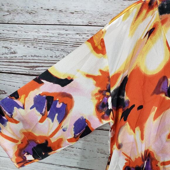 Natori Women's Satin Watercolor Pansy Pockets Night Shirt Dress Size Small - Picture 6 of 15